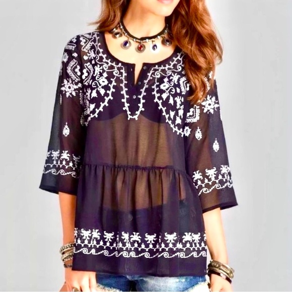 Free People Tops - 🌺🎉HP🎉🌺 NWT Free People Pennies Sequel Embroidered Blouse